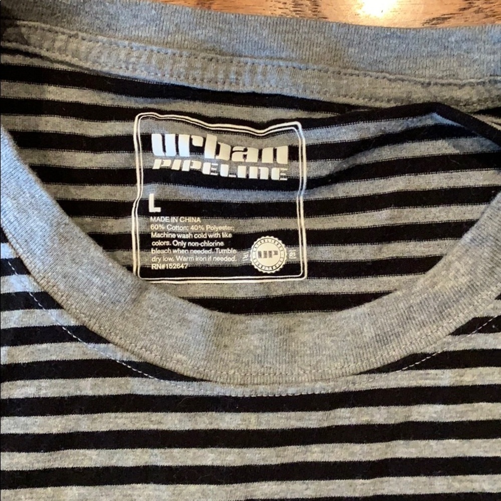 Grey and Black Stripes Tee Shirt - Picture 2 of 2